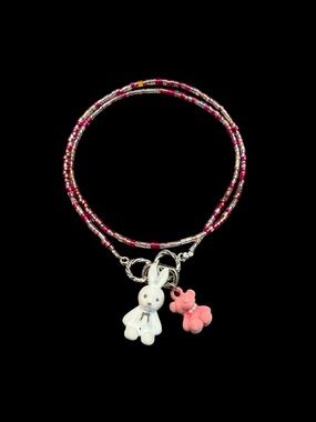 Fuzzy Bunny & Bear Beaded Necklace.